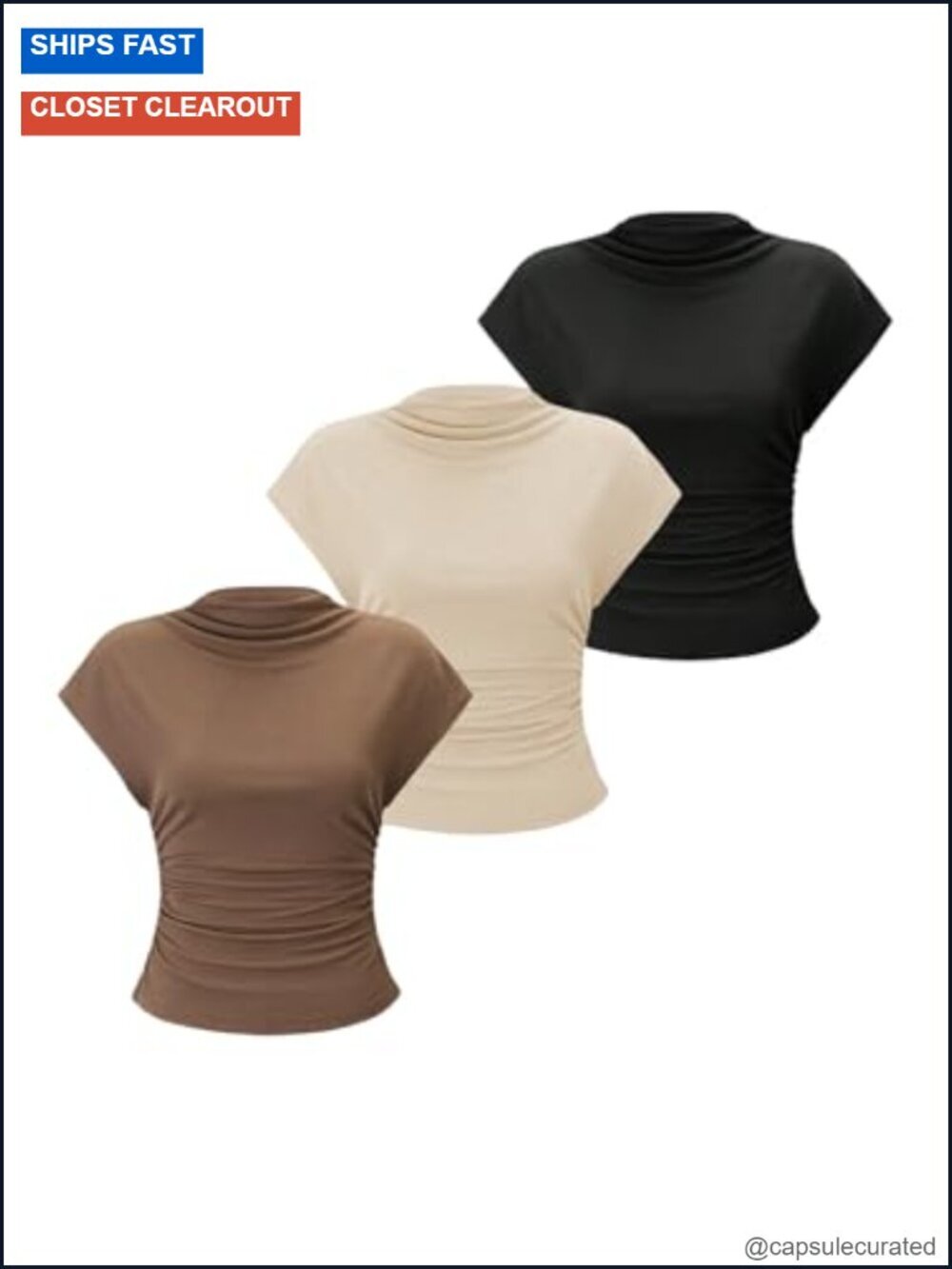3 Pack Mock Neck Ribbed Tank Tops Business Casual Work Tees
